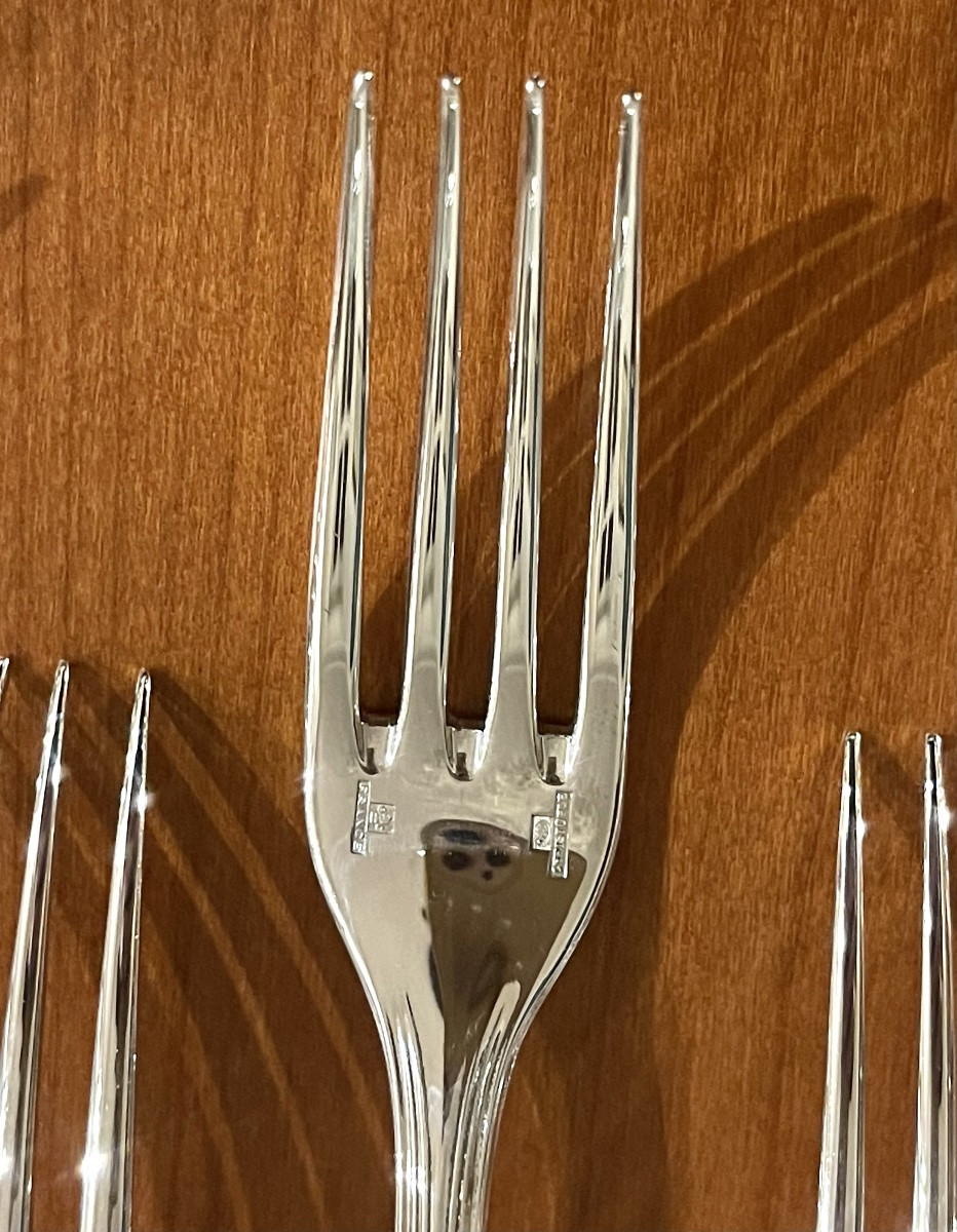 Christofle spatours,12 fourchettes , 12 couteaux  à entremet ,fromage , dessert -photo-6