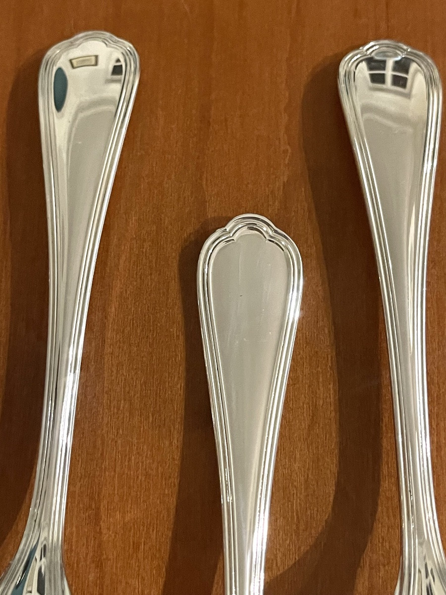 Christofle spatours,12 fourchettes , 12 couteaux  à entremet ,fromage , dessert -photo-7