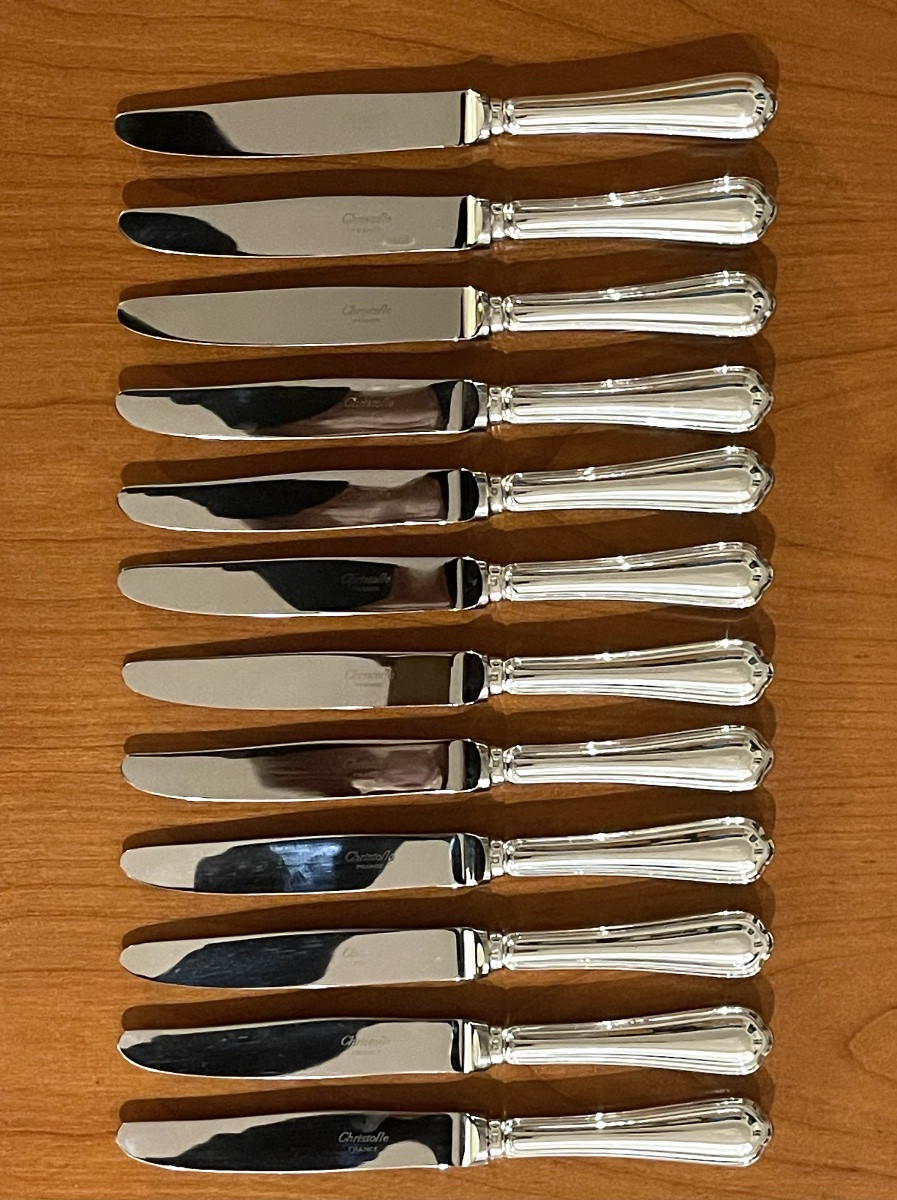 Christofle spatours,12 fourchettes , 12 couteaux  à entremet ,fromage , dessert -photo-8
