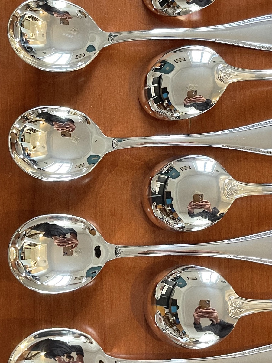 Christofle Malmaison, 8 Dessert Spoons, 16.5 Cm, Mint Condition -photo-3