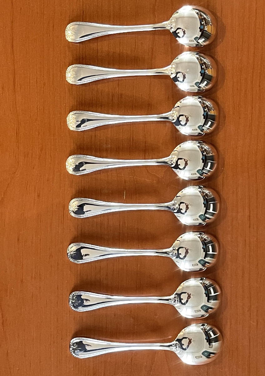Christofle Malmaison, 8 Dessert Spoons, 16.5 Cm, Mint Condition -photo-2