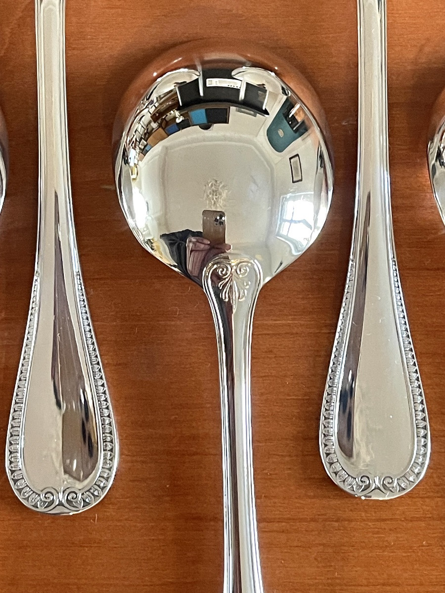 Christofle Malmaison, 8 Dessert Spoons, 16.5 Cm, Mint Condition -photo-8