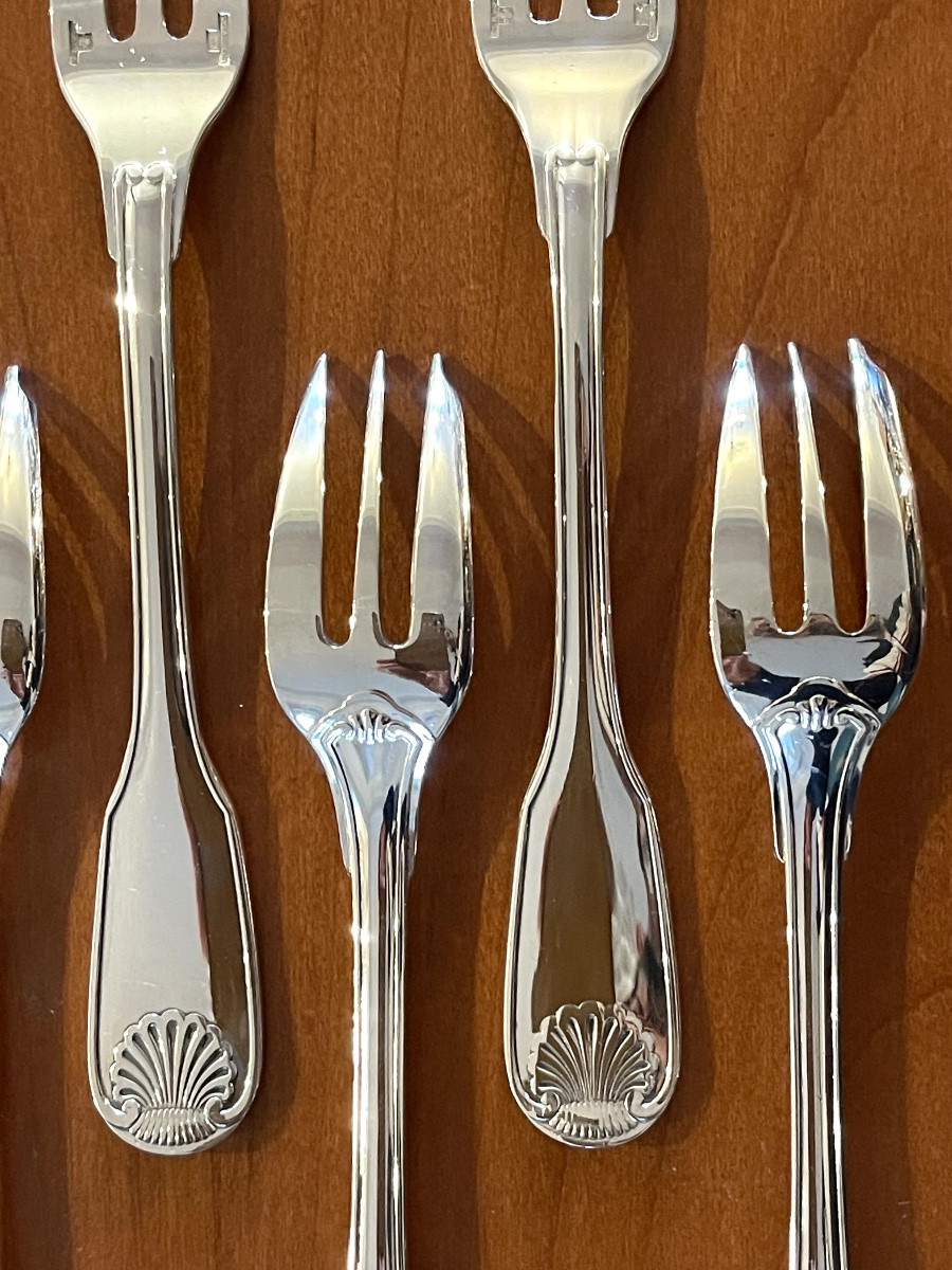 Christofle France Vendôme ,12 fourchettes à gâteau dessert état neuf -photo-1