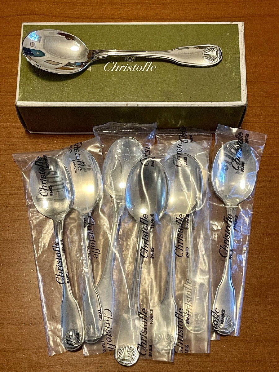 Christofle France Vendôme , 8 cuillères à glace état neuf -photo-2