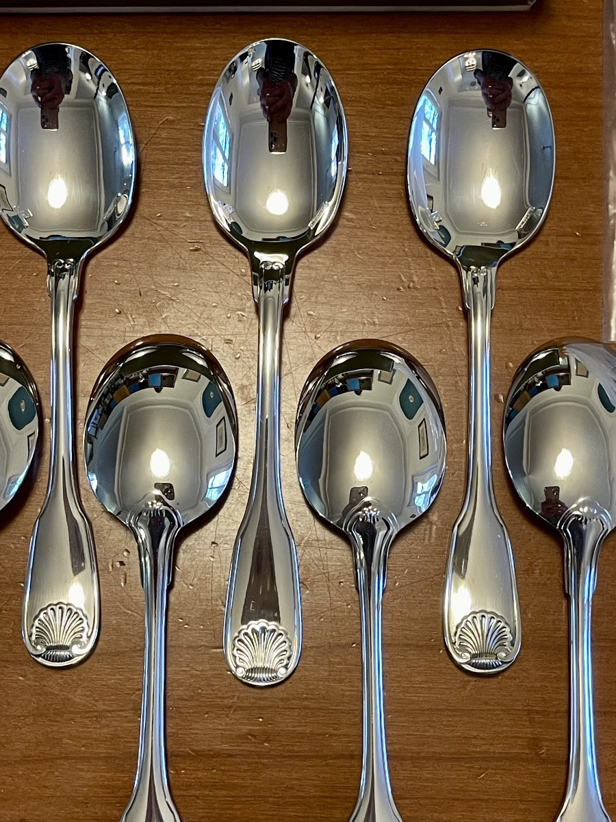 Christofle France Vendôme , 8 cuillères à glace état neuf -photo-5