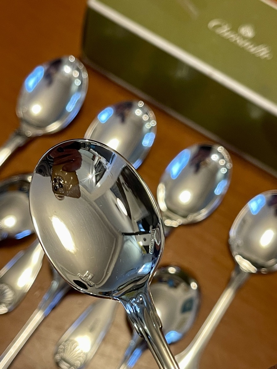 Christofle France Vendôme , 8 cuillères à glace état neuf -photo-7