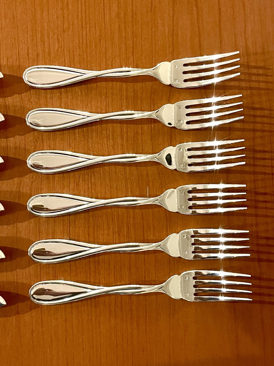 Christofle Galéa Fish Cutlery Set, 6 Forks, 6 Knives, Very Good Condition -photo-2