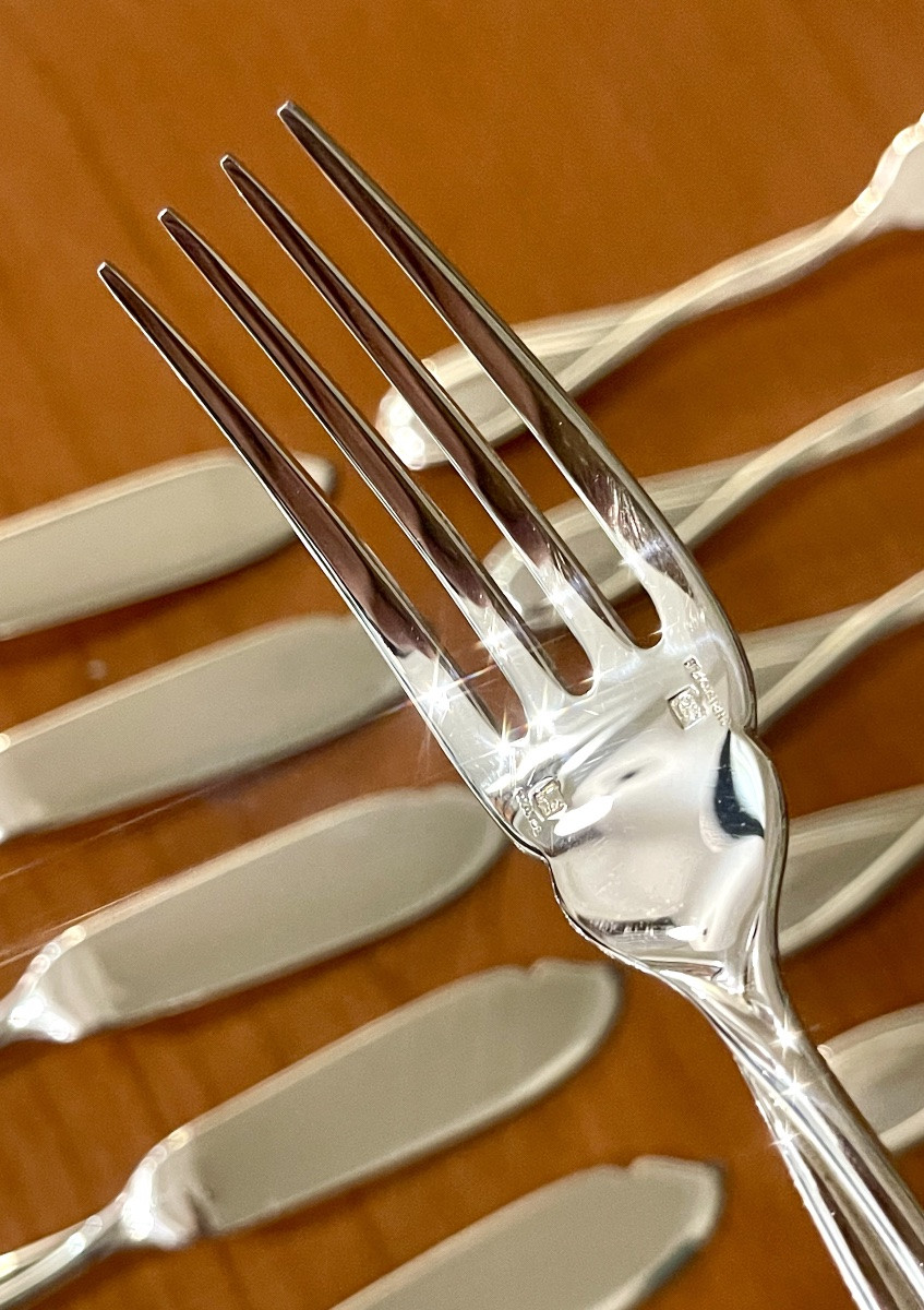 Christofle Galéa Fish Cutlery Set, 6 Forks, 6 Knives, Very Good Condition -photo-4