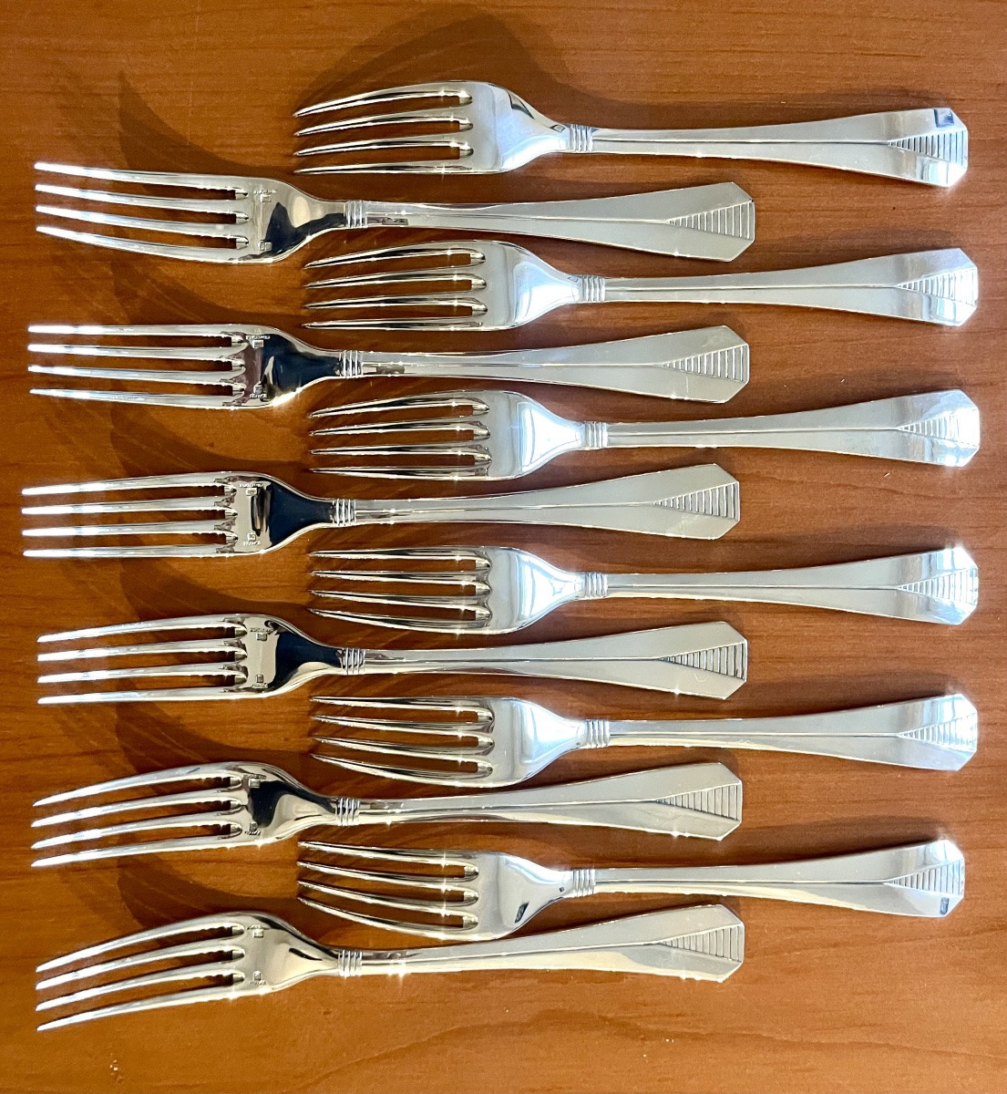 Christofle Atlantide, Art Deco, 48-piece Flatware Set, Near Mint Condition -photo-3