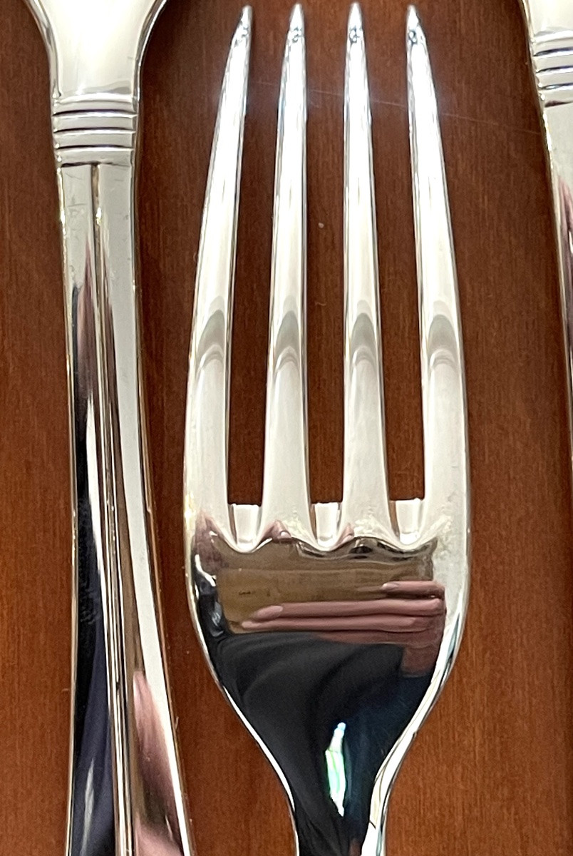 Christofle Atlantide, Art Deco, 48-piece Flatware Set, Near Mint Condition -photo-4