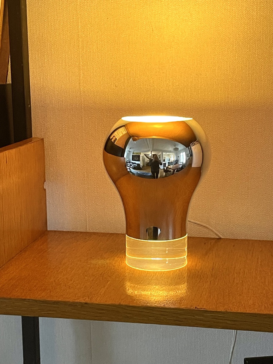 Christofle & Francois Paultre Lamp In Silver-plated Metal And Altuglas -photo-8