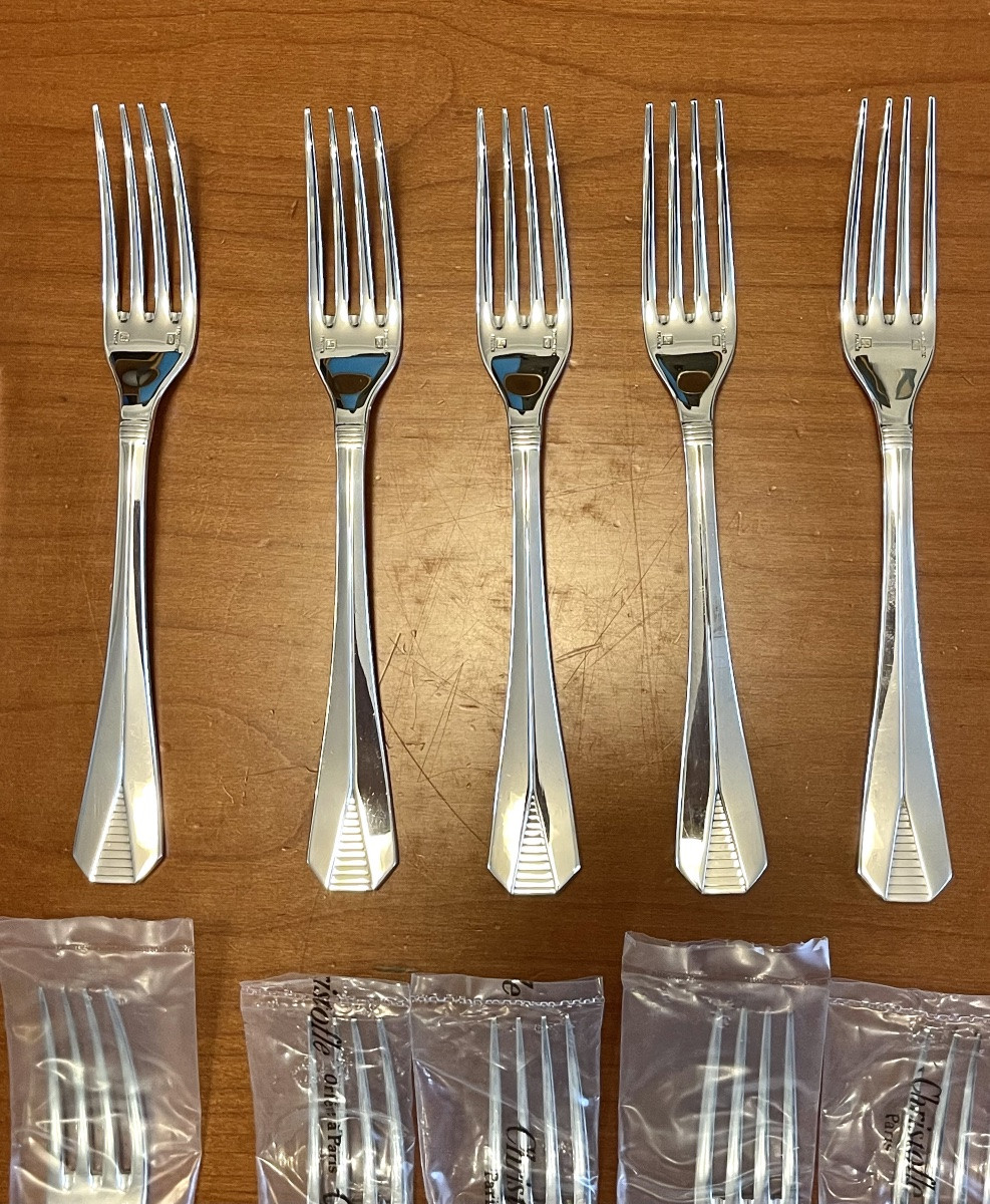 Christofle Atlantide , fourchettes à entremet ,dessert 17 cm -photo-4