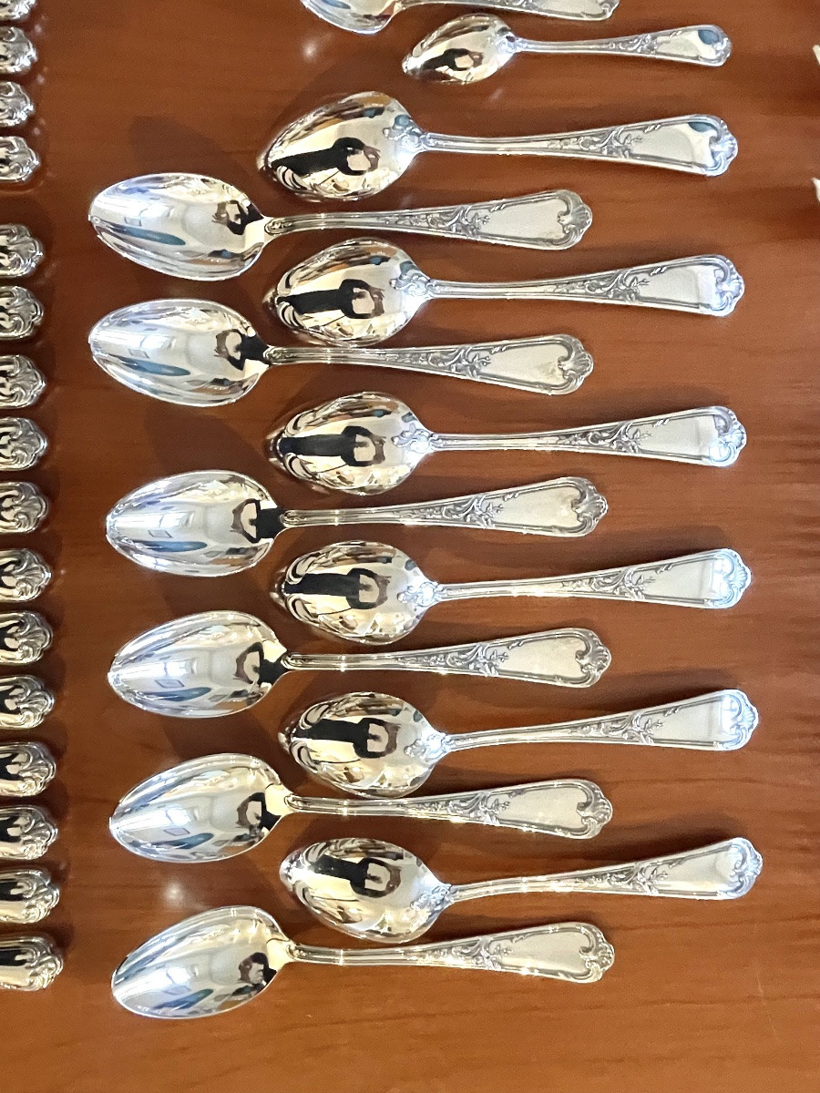 Ercuis 124-piece Louis XV Style Flatware Set In Excellent Condition, Original Boxes -photo-1