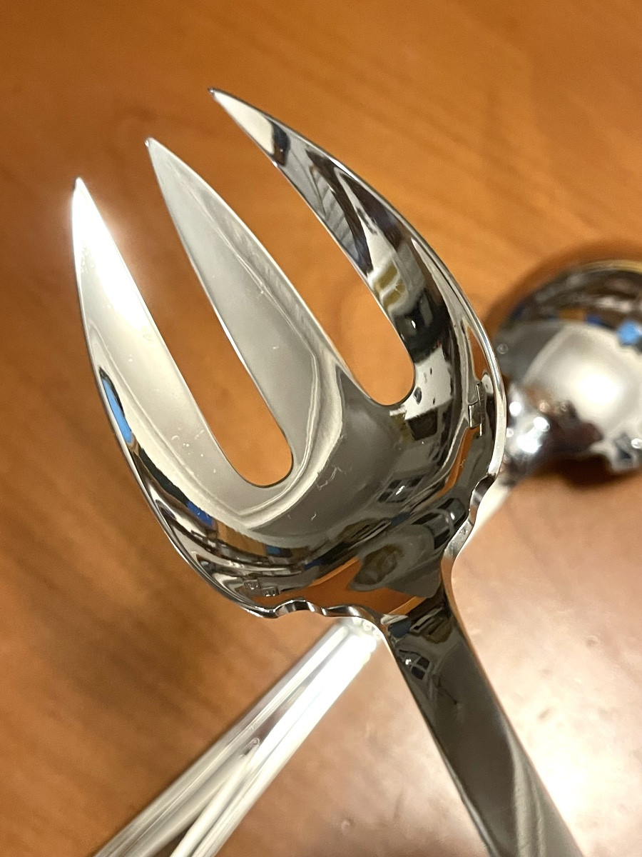 Christofle Alfenide ,couverts de service à salade mod diamant art déco -photo-3