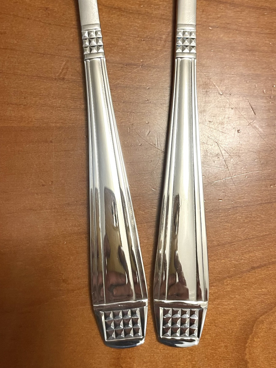 Christofle Alfenide ,couverts de service à salade mod diamant art déco -photo-5