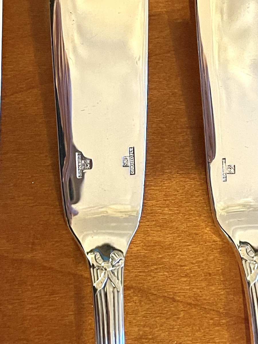 Christofle France , rubans ,  12 couverts à poisson , très bon état -photo-5