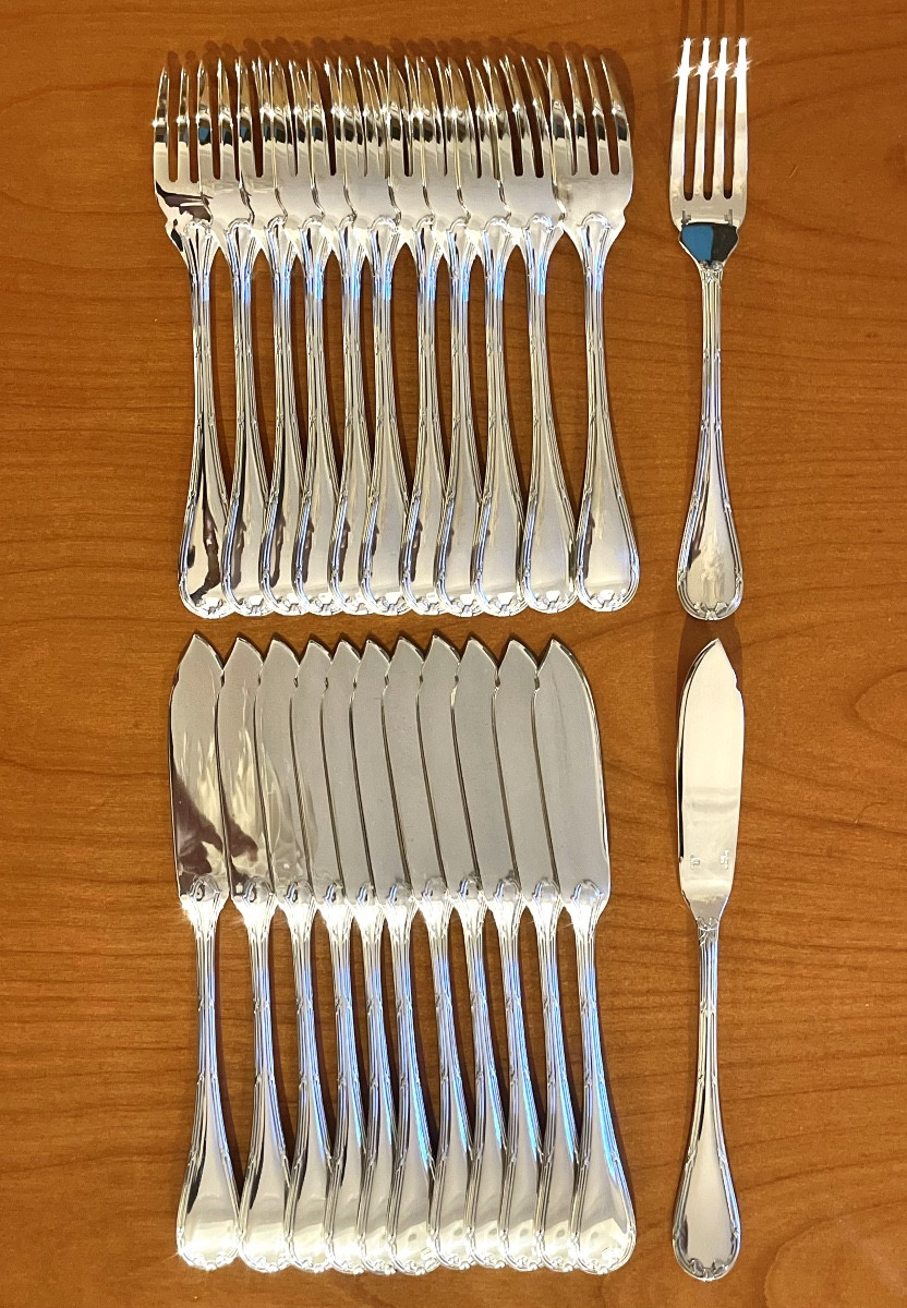 Christofle France , rubans ,  12 couverts à poisson , très bon état 