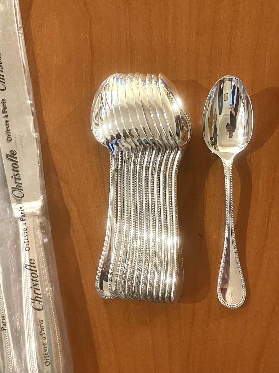 Christofle Pearls, 48-piece Flatware Set, Mint Condition -photo-2