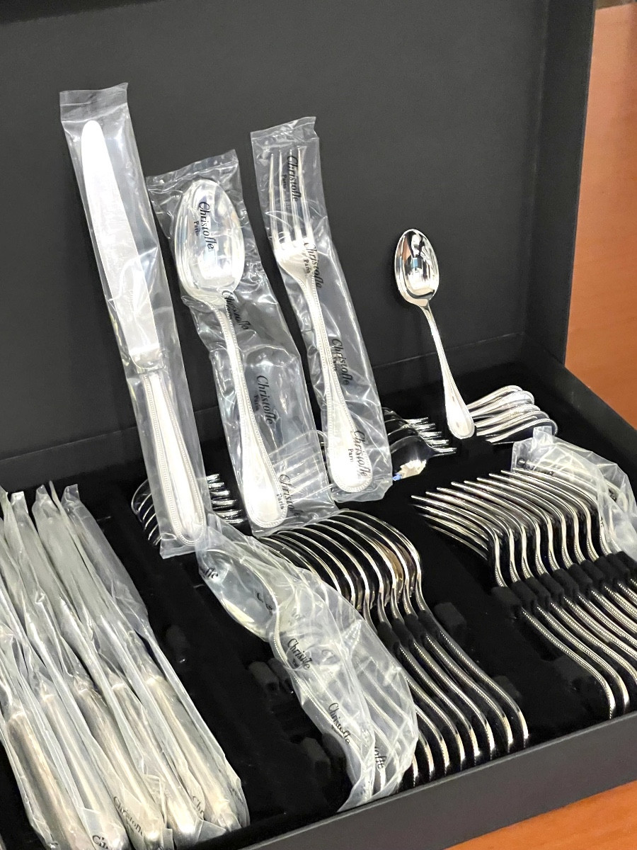 Christofle Pearls, 48-piece Flatware Set, Mint Condition 