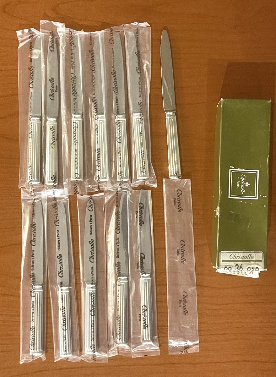 Christofle Triad, 12 Cheese Knives, Entremet 19.5 Cm -photo-3