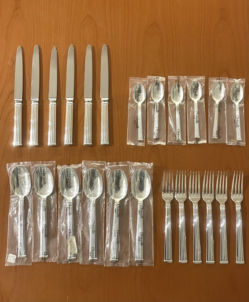 Christofle Triad, 24-piece Cutlery Set For 6 People, Art Deco Style -photo-3