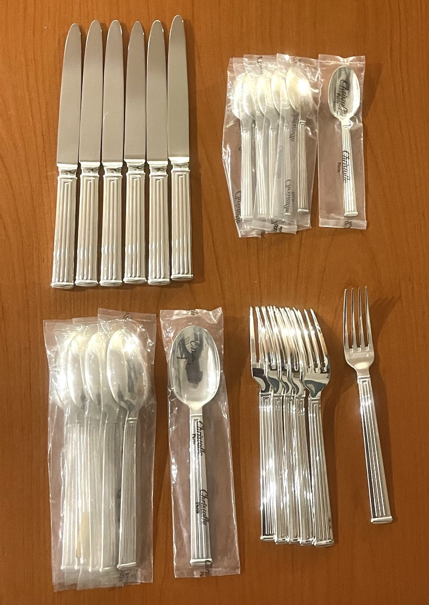 Christofle Triad, 24-piece Cutlery Set For 6 People, Art Deco Style -photo-4