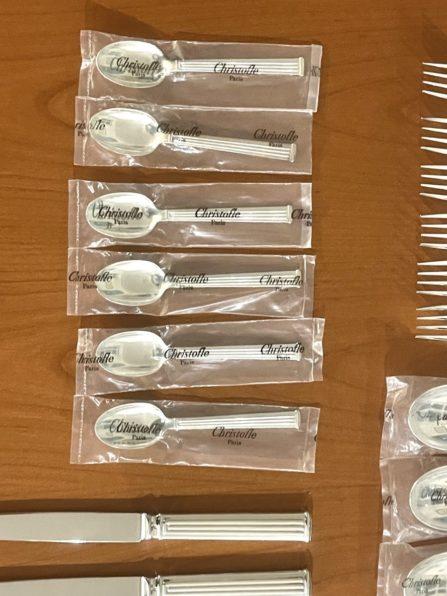 Christofle Triad, 24-piece Cutlery Set For 6 People, Art Deco Style -photo-3