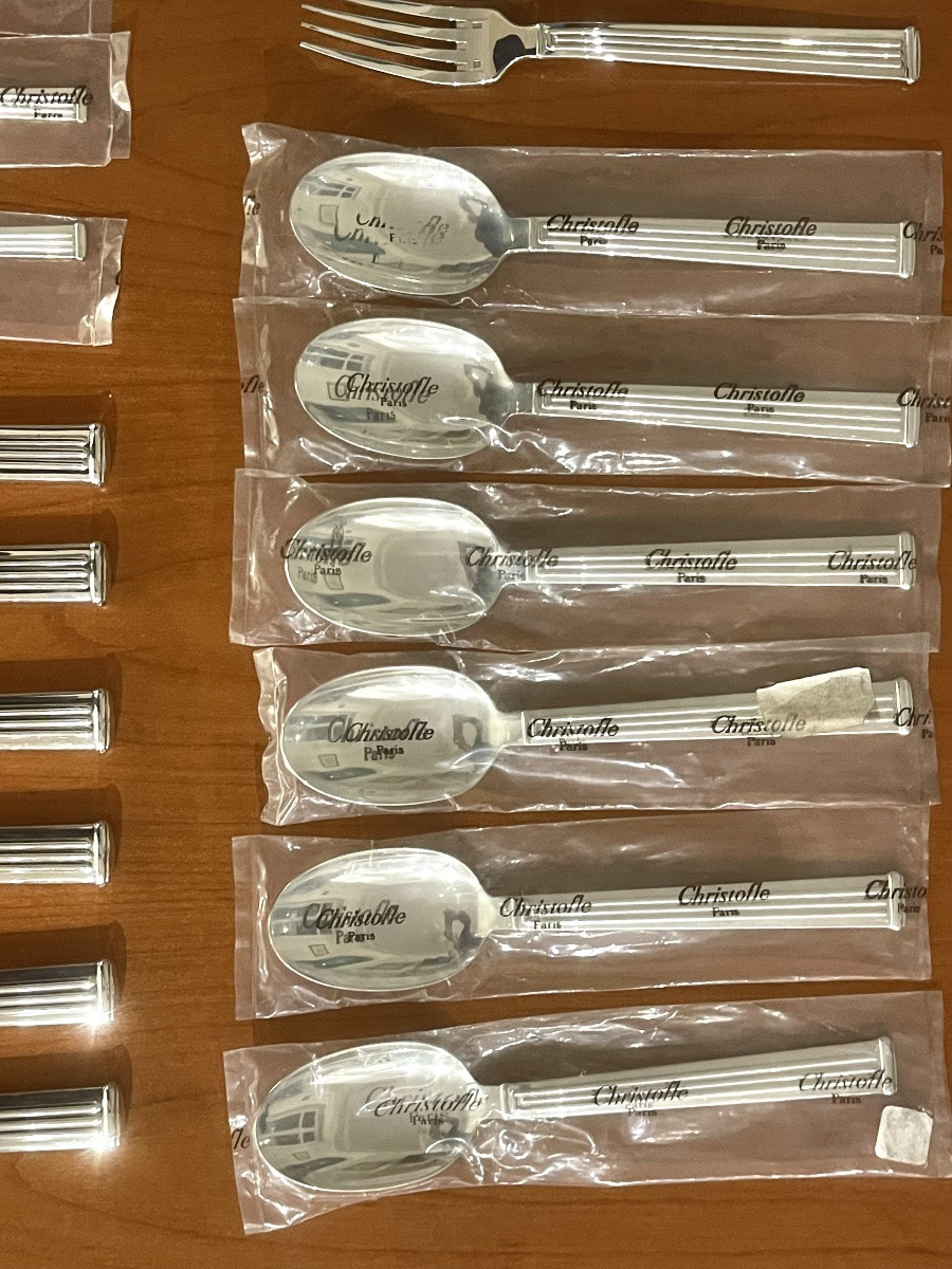 Christofle Triad, 24-piece Cutlery Set For 6 People, Art Deco Style -photo-5