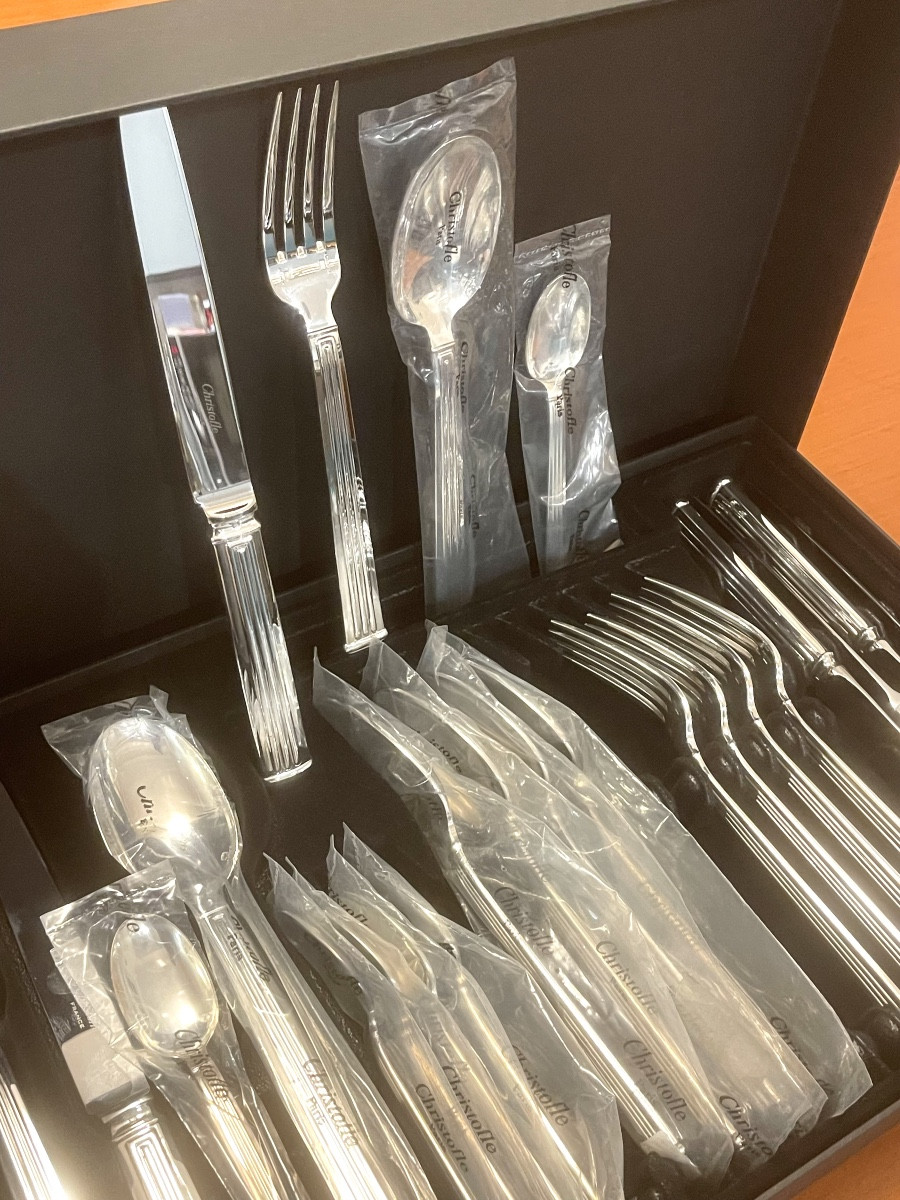 Christofle Triad, 24-piece Cutlery Set For 6 People, Art Deco Style 