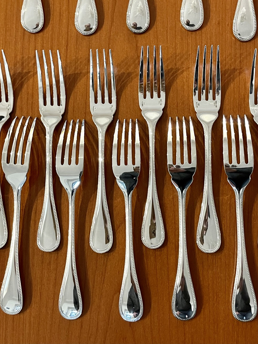 Christofle perles ,12 couverts à poisson très bon état -photo-2