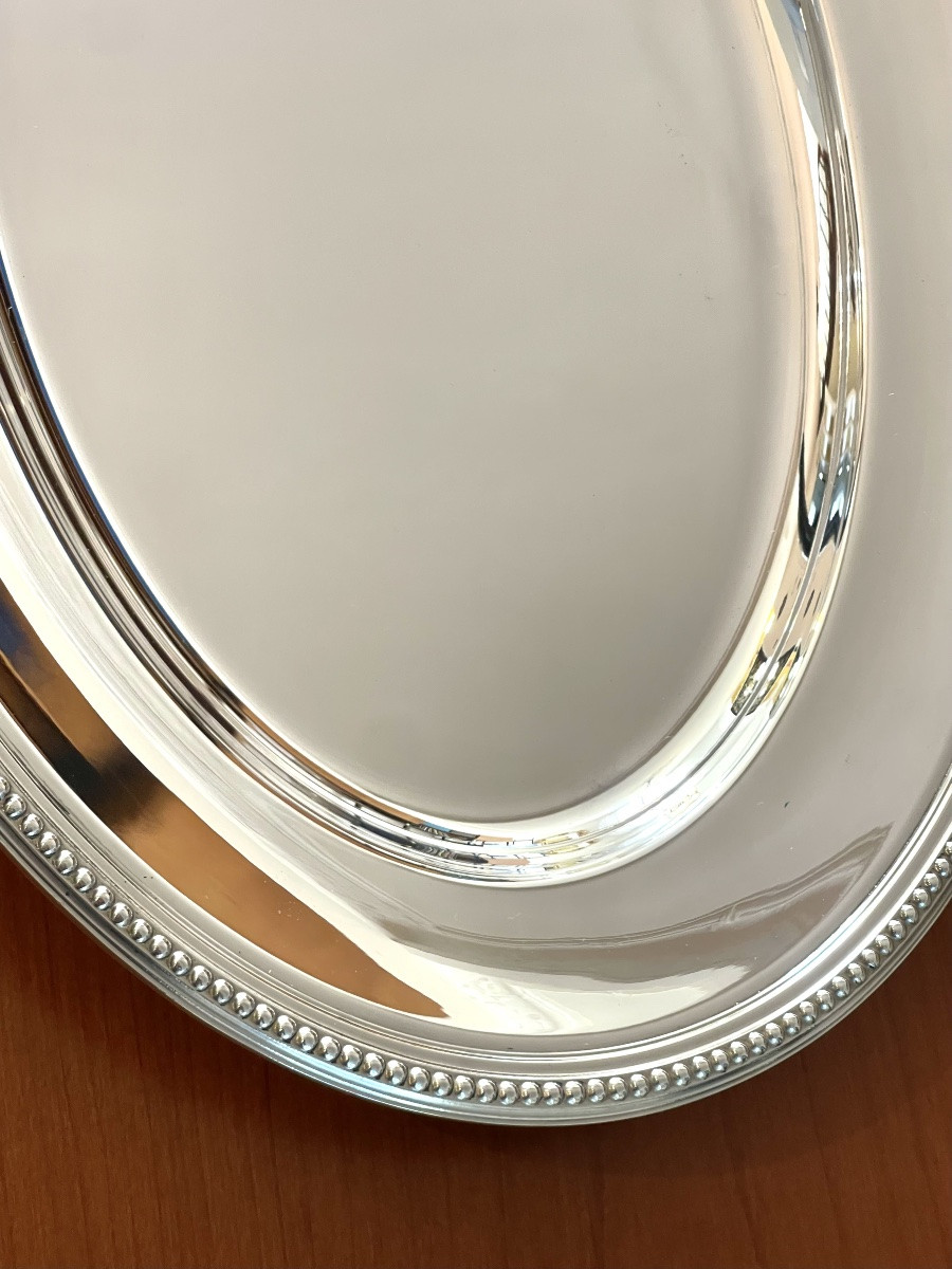 Christofle perles grands plat ovale 45x 32 état proche du neuf -photo-4