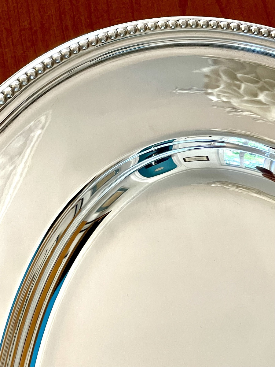 Christofle perles grands plat ovale 45x 32 état proche du neuf -photo-1