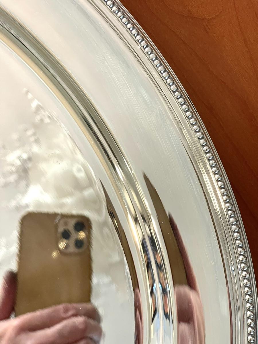 Christofle perles grands plat ovale 45x 32 état proche du neuf -photo-2