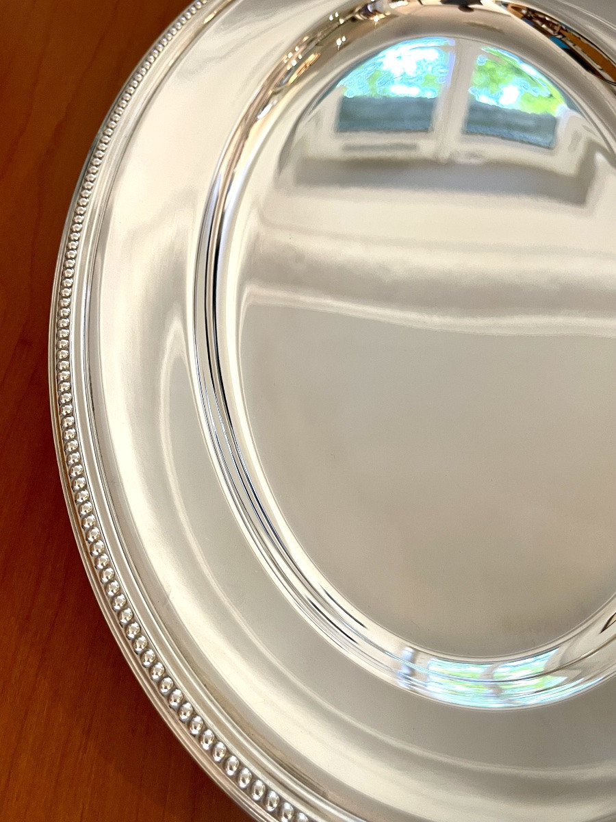Christofle perles grands plat ovale 45x 32 état proche du neuf -photo-4