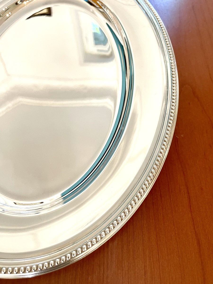 Christofle perles grands plat ovale 45x 32 état proche du neuf -photo-7