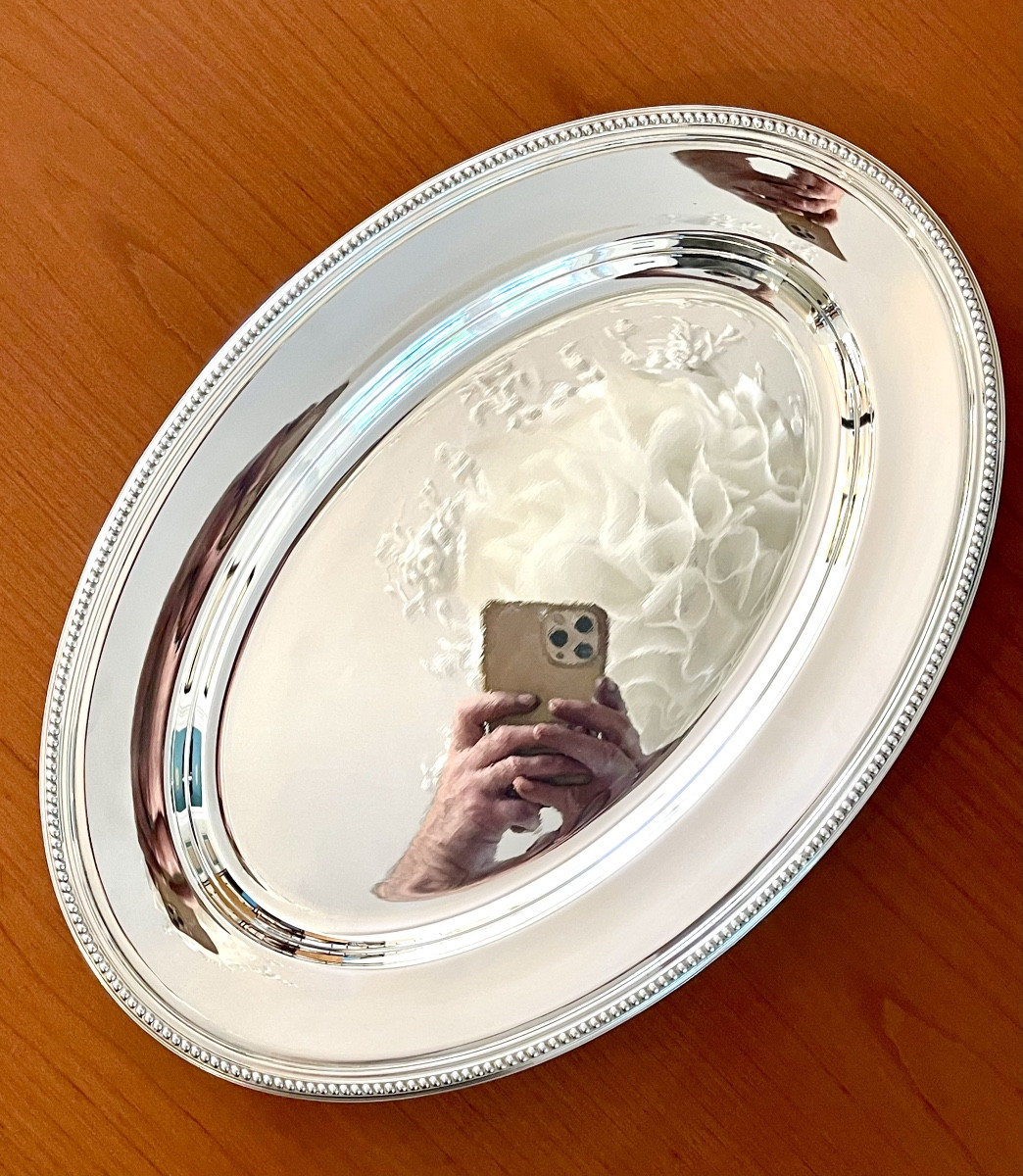 Christofle perles grands plat ovale 45x 32 état proche du neuf 