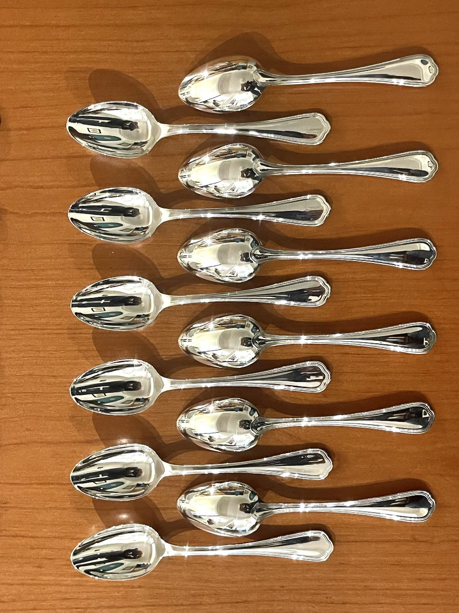Christofle spatours , couverts à entremet , 12 cuillères,12 fourchettes état neuf -photo-1