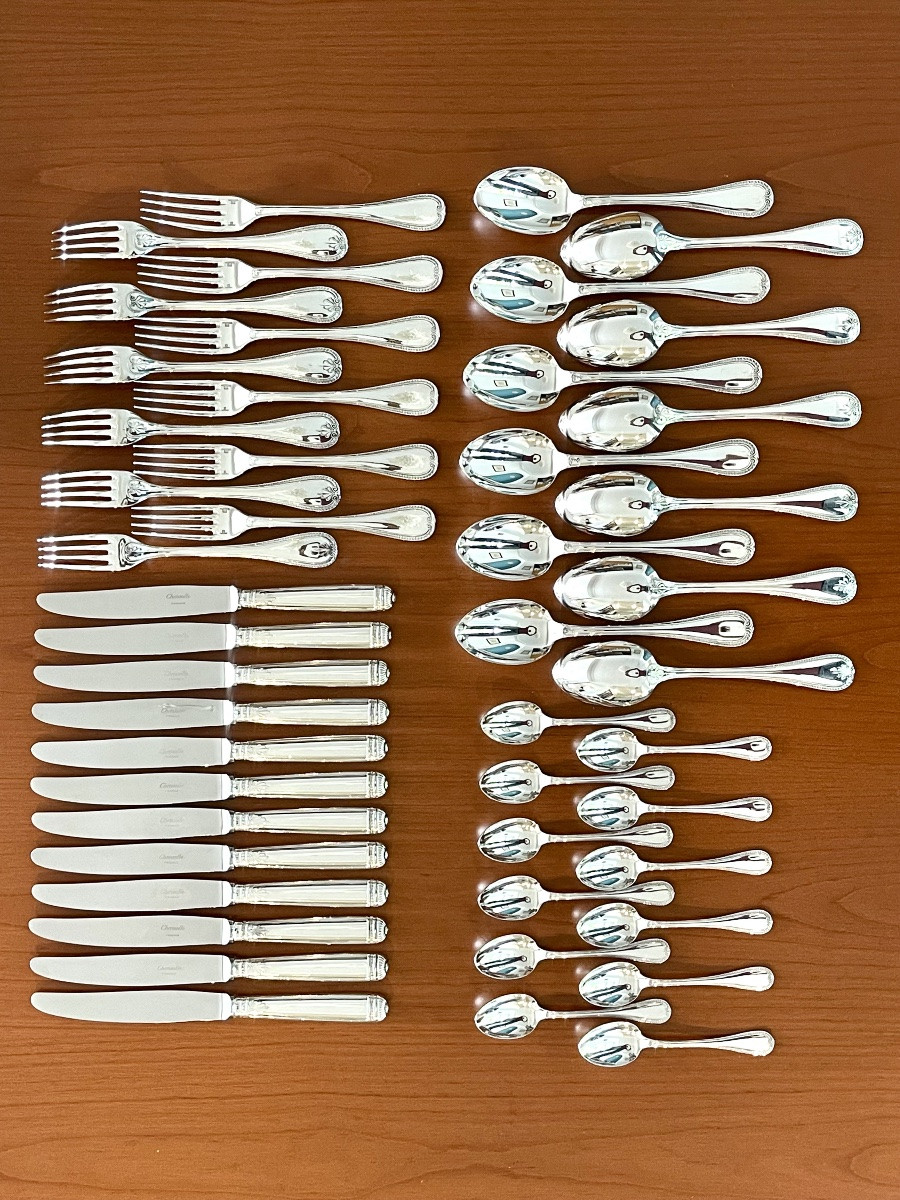 Christofle Malmaison 48-piece Flatware Set, Excellent Condition, Serves 12 -photo-3
