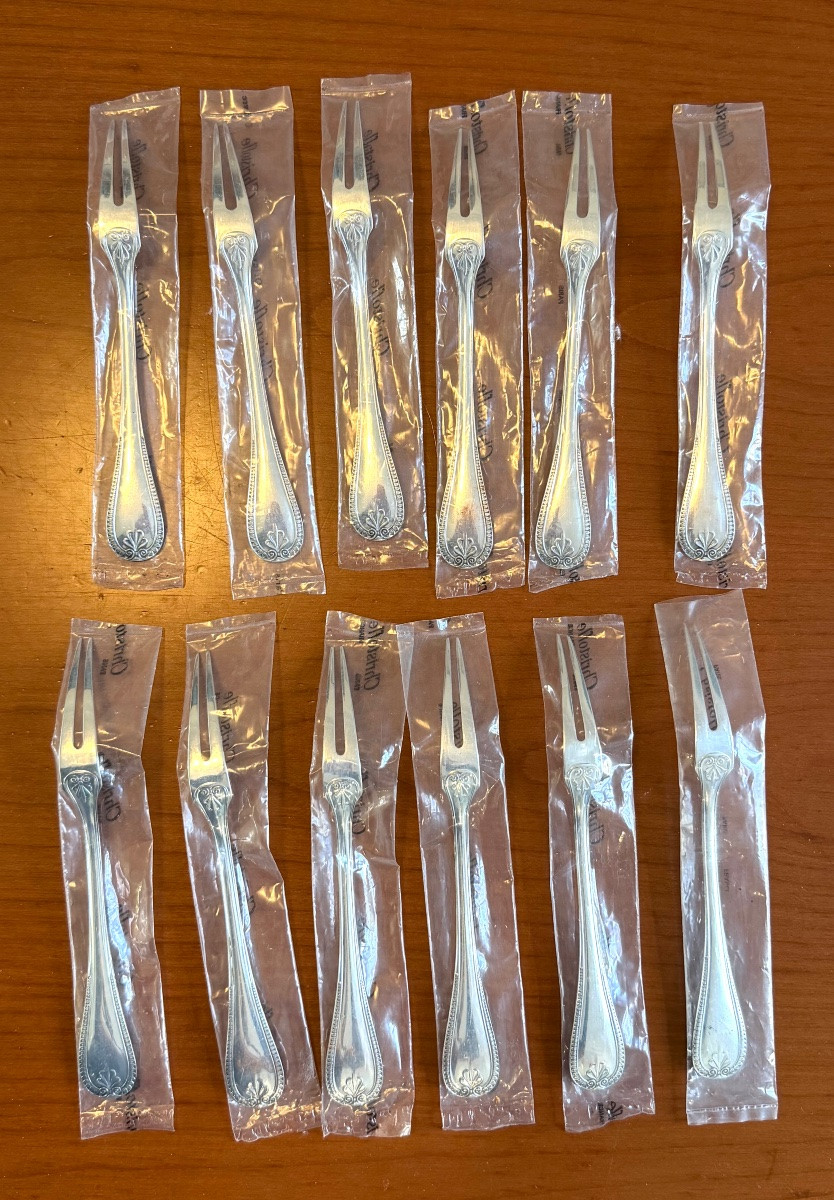 Christofle Malmaison, 12 Snail Forks, 17 Cm -photo-3