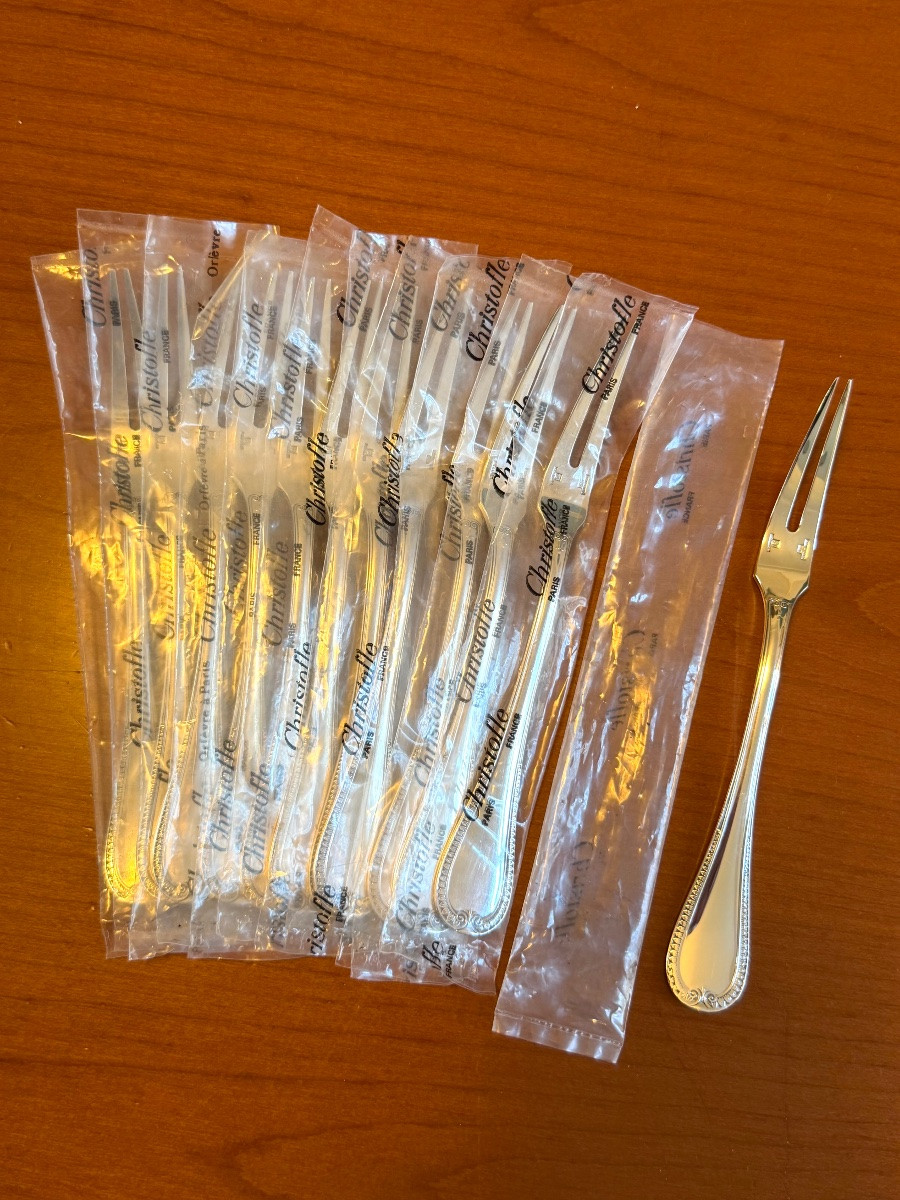 Christofle Malmaison, 12 Snail Forks, 17 Cm -photo-3
