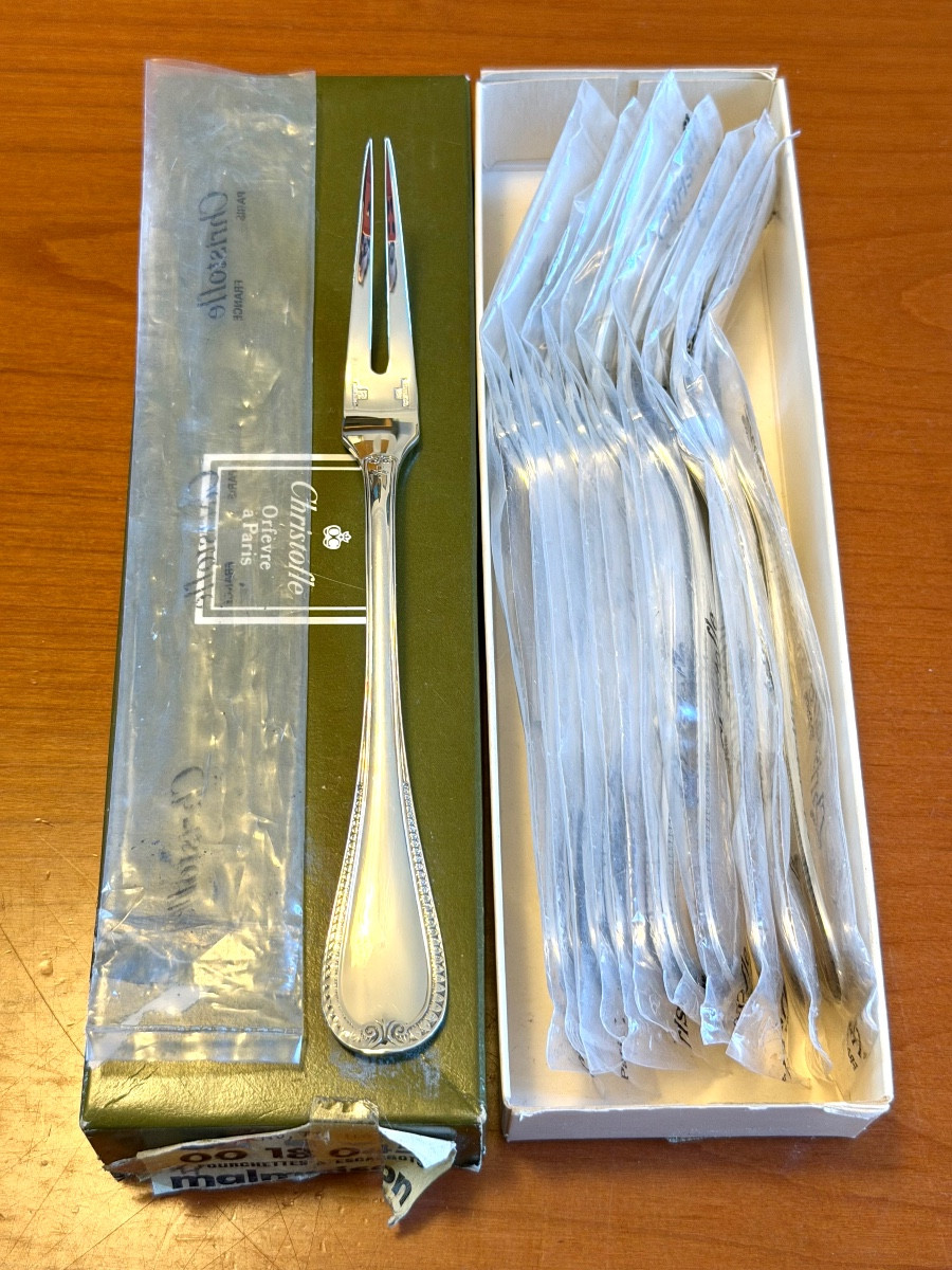 Christofle Malmaison, 12 Snail Forks, 17 Cm 