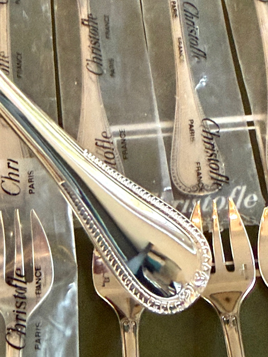 Christofle malmaison 12 fourchettes à huître , crustacés -photo-6