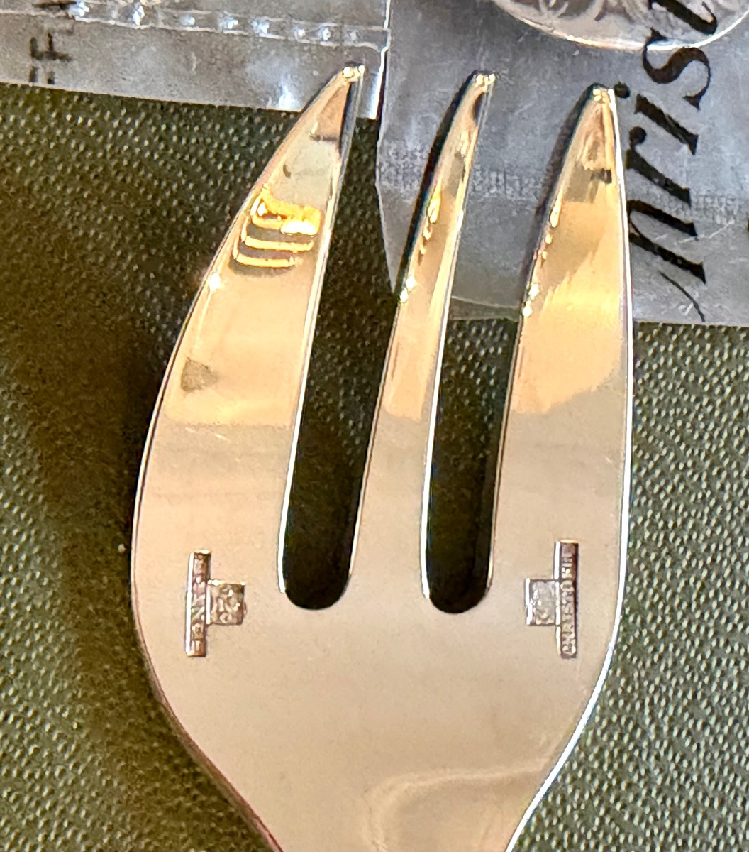 Christofle malmaison 12 fourchettes à huître , crustacés -photo-7