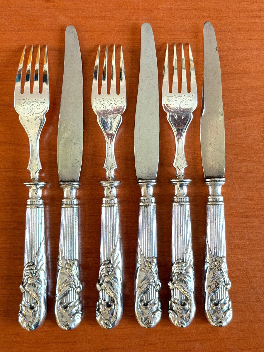 Christofle peau de lion , couverts à fruits -photo-4