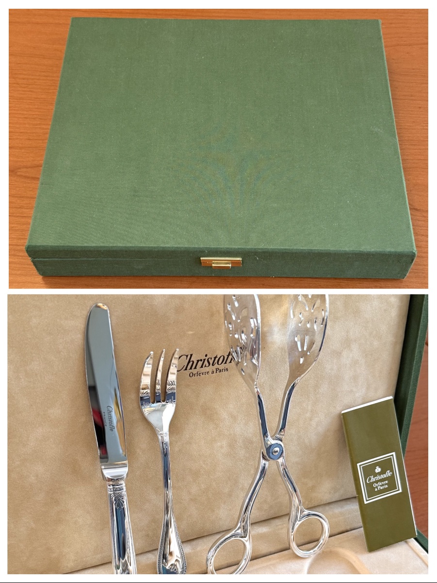 Christofle Malmaison , Dessert Cutlery , Fruit ,cake ,mignardises Tongs-photo-2