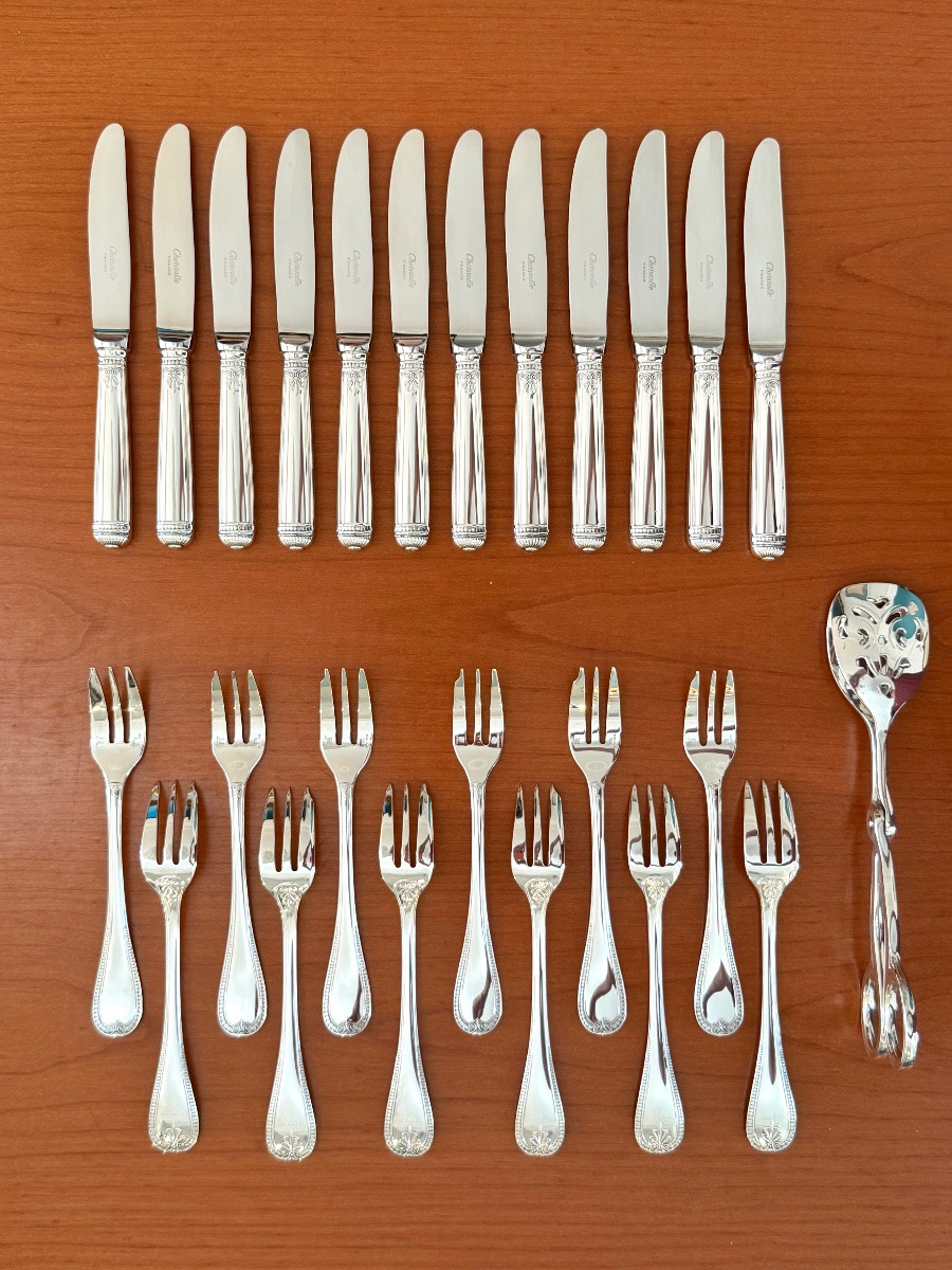 Christofle Malmaison , Dessert Cutlery , Fruit ,cake ,mignardises Tongs-photo-3