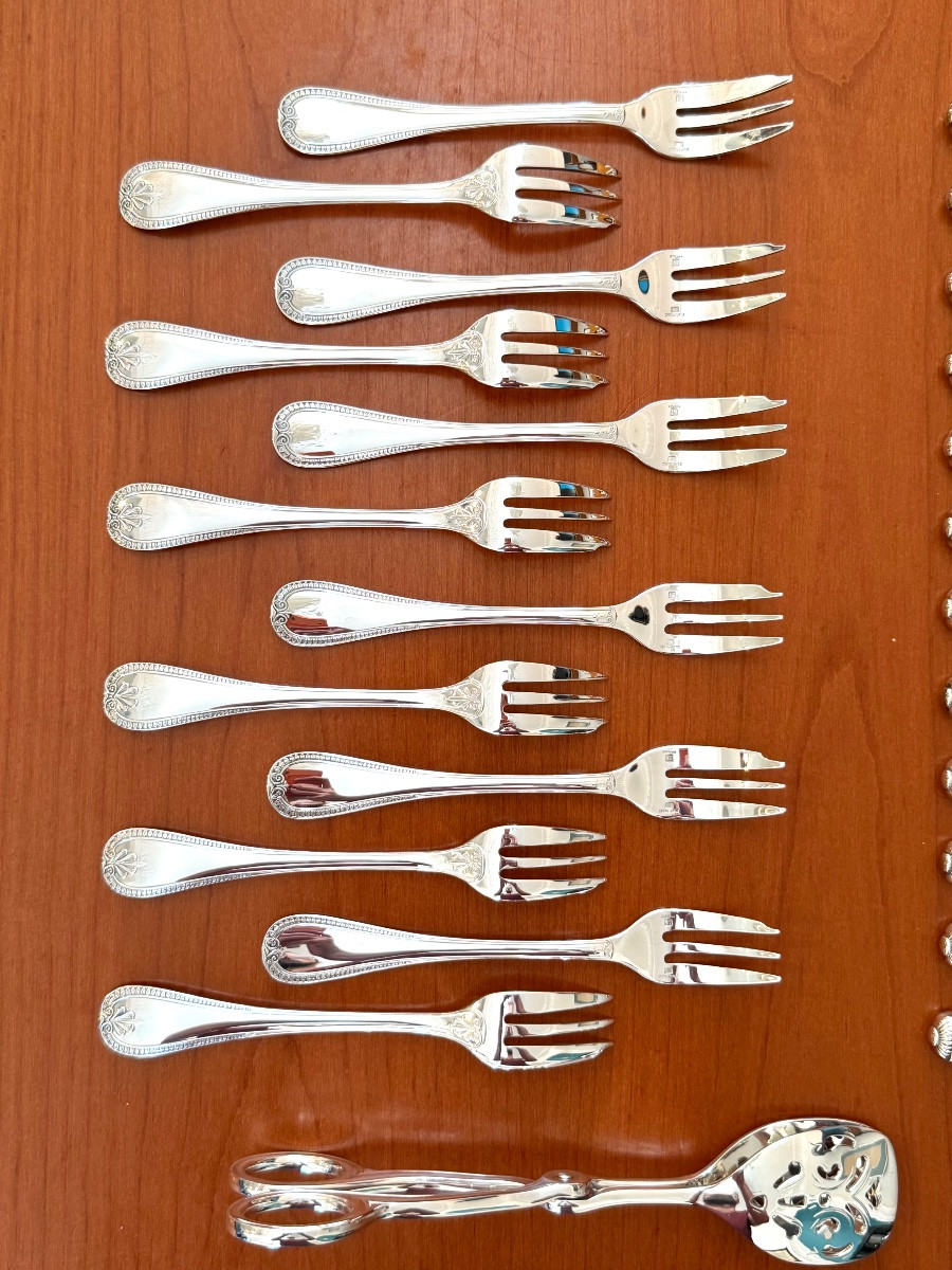 Christofle Malmaison , Dessert Cutlery , Fruit ,cake ,mignardises Tongs-photo-3