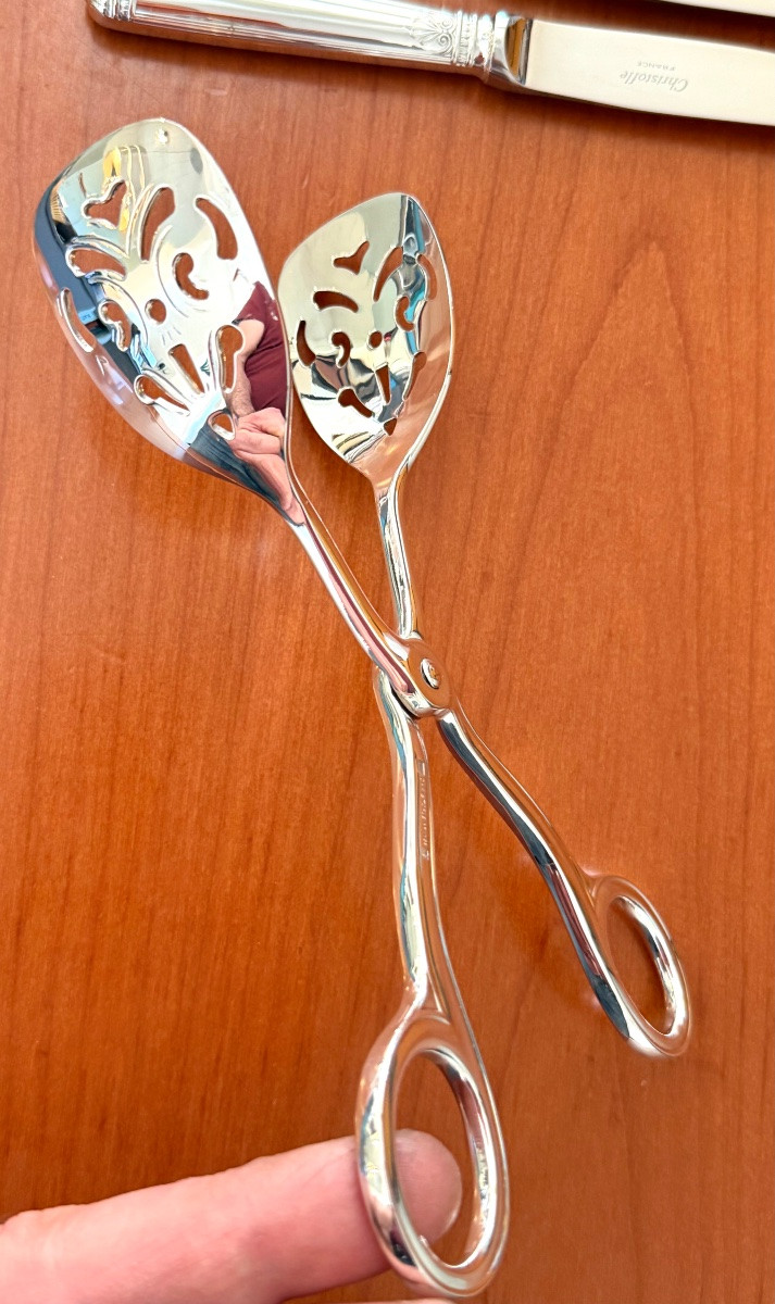 Christofle Malmaison , Dessert Cutlery , Fruit ,cake ,mignardises Tongs-photo-8