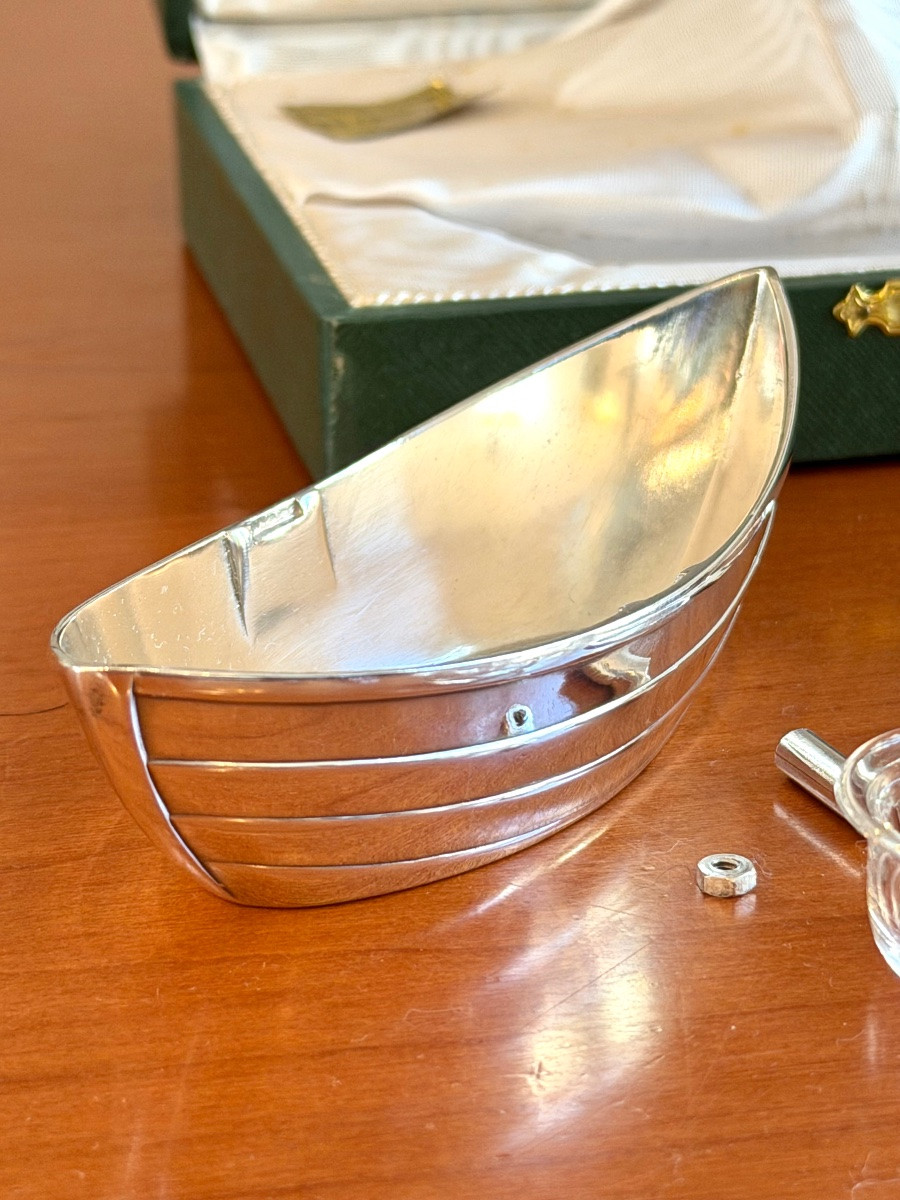 Christofle ,gallia ,boat-shaped Salt Cellars ,sailboat-photo-8