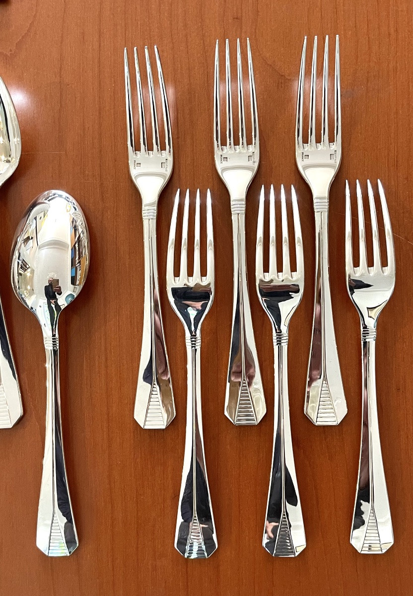 Christofle Atlantide , ménagère 6 pers 36 pieces avec entremet  -photo-5